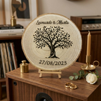Il Disco dei Ricordi™ – segnaposto/segnatavolo sposi in legno naturale Personalizzato