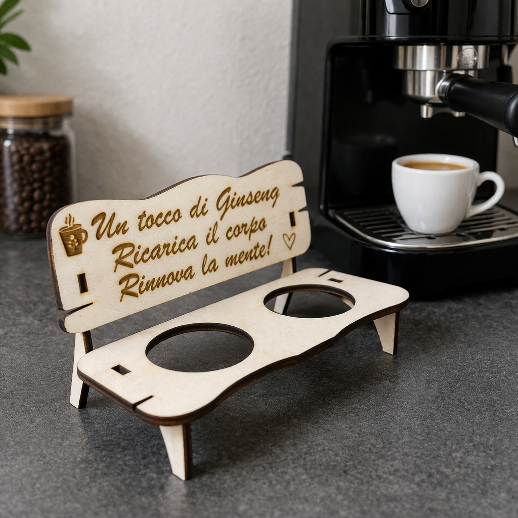 PORTABICCHIERI A FORMA DI PANCHINA DI LEGNO