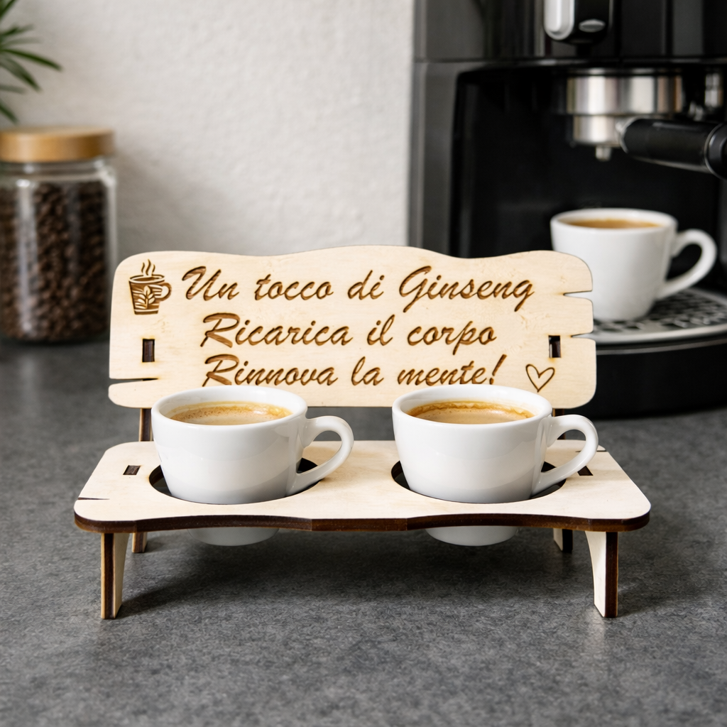 PORTABICCHIERI A FORMA DI PANCHINA DI LEGNO