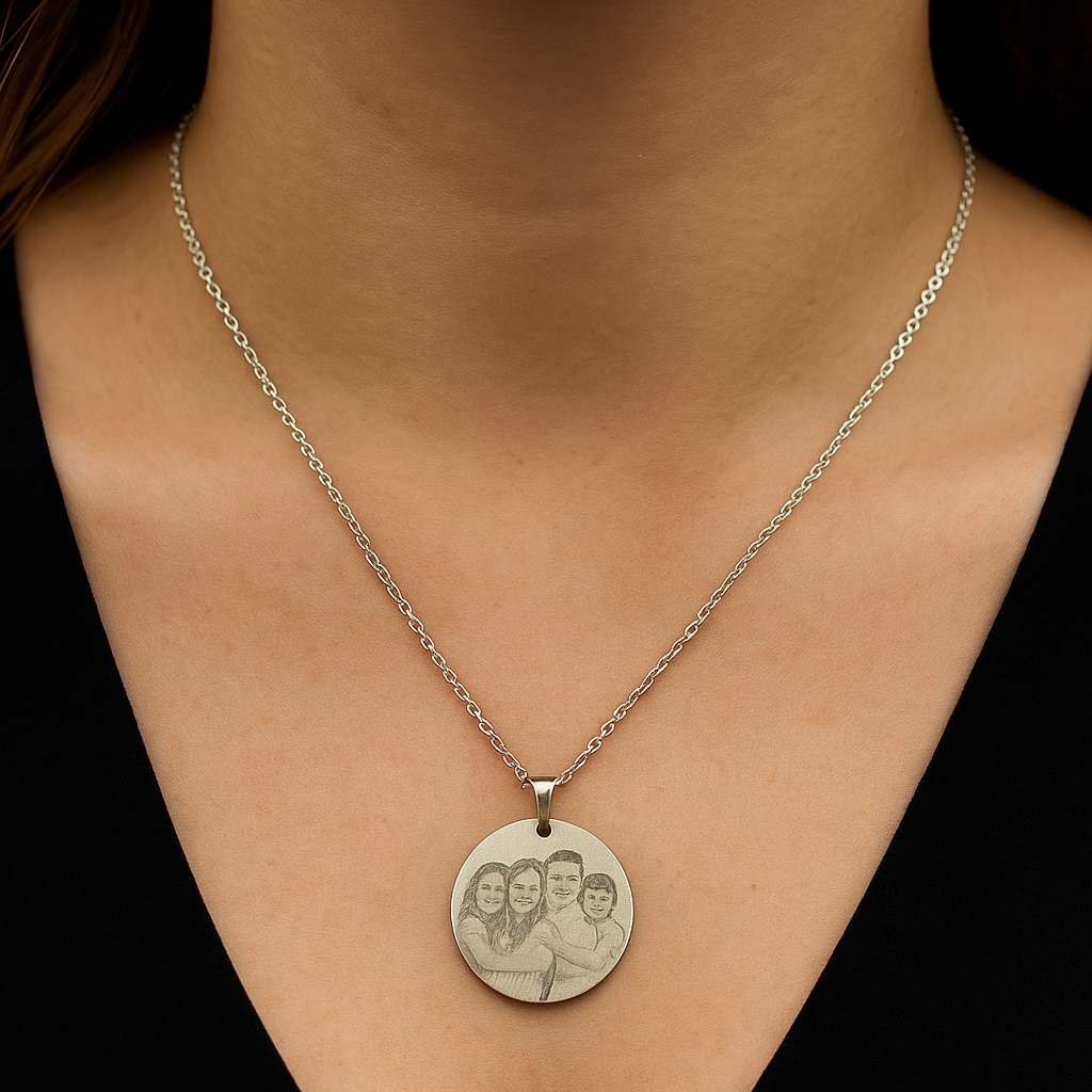 Collana Rotonda Con Foto Incisa