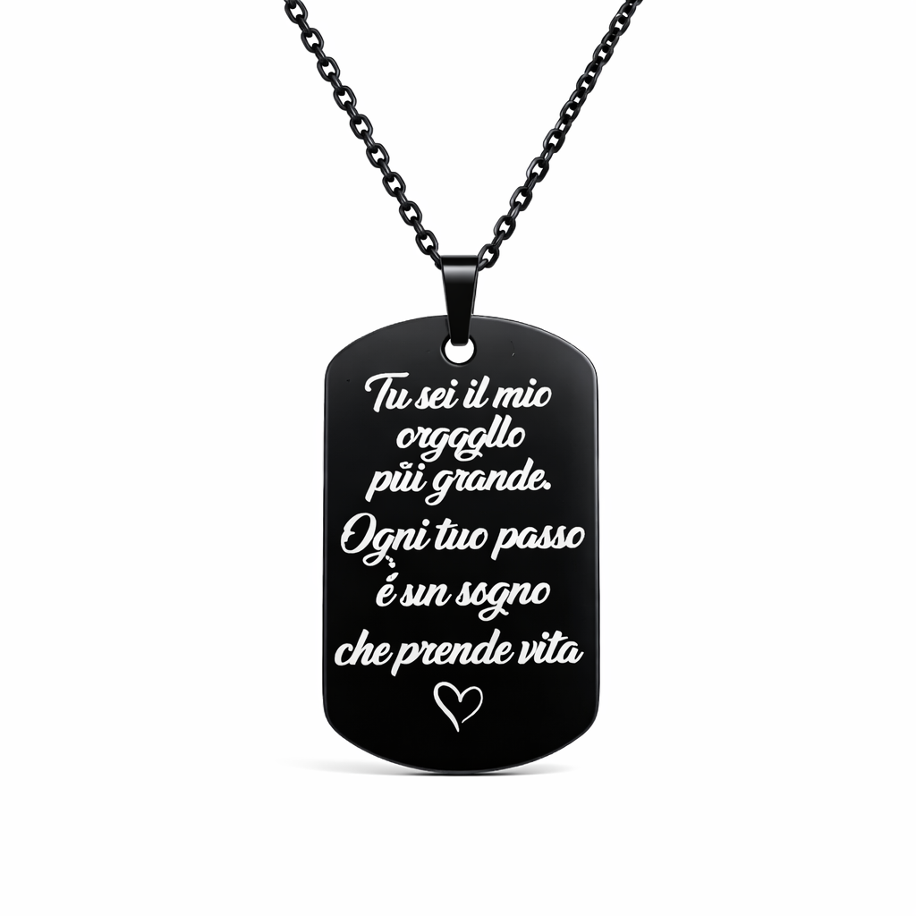 Collana Personalizzata in Acciaio Nero – Incisione con Foto o Testo