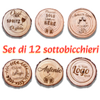 SOTTOBICCHIERI IN IN LEGNO NATURALE CON INCISIONE