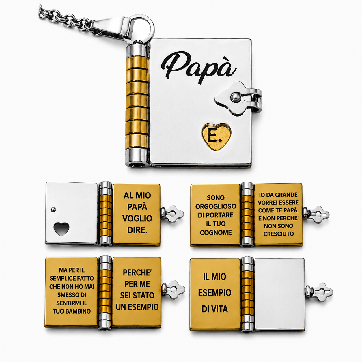 Collana/Portachiavi Libro ✦ Dedica per Papà