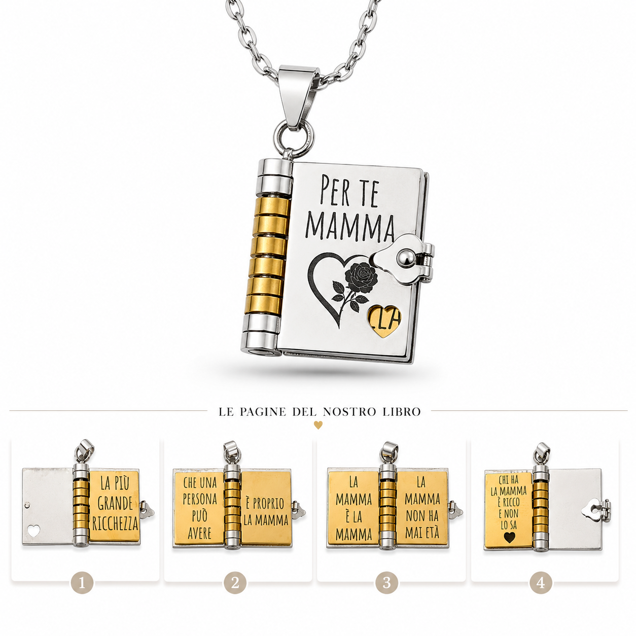 Collana/Portachiavi Libro ✦ Dedica per Mamma