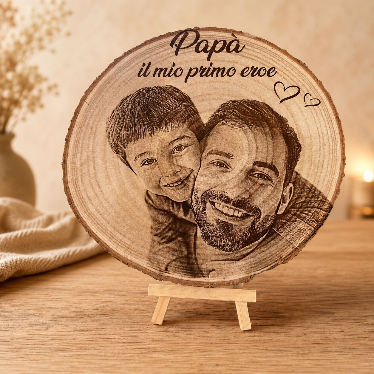 Il Disco dei Ricordi™ – Disco in Legno Personalizzabile con Foto e Testo