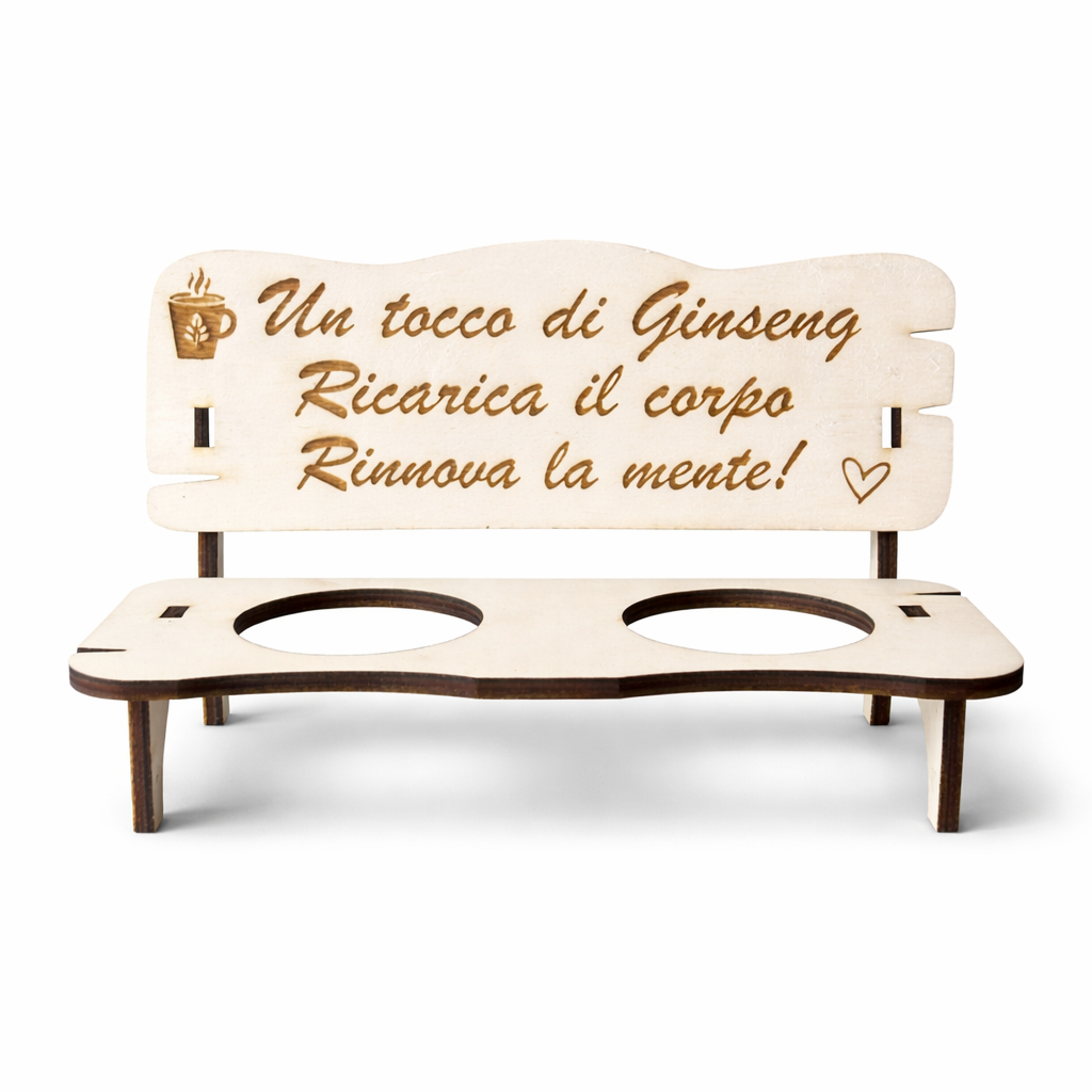 PORTABICCHIERI A FORMA DI PANCHINA DI LEGNO