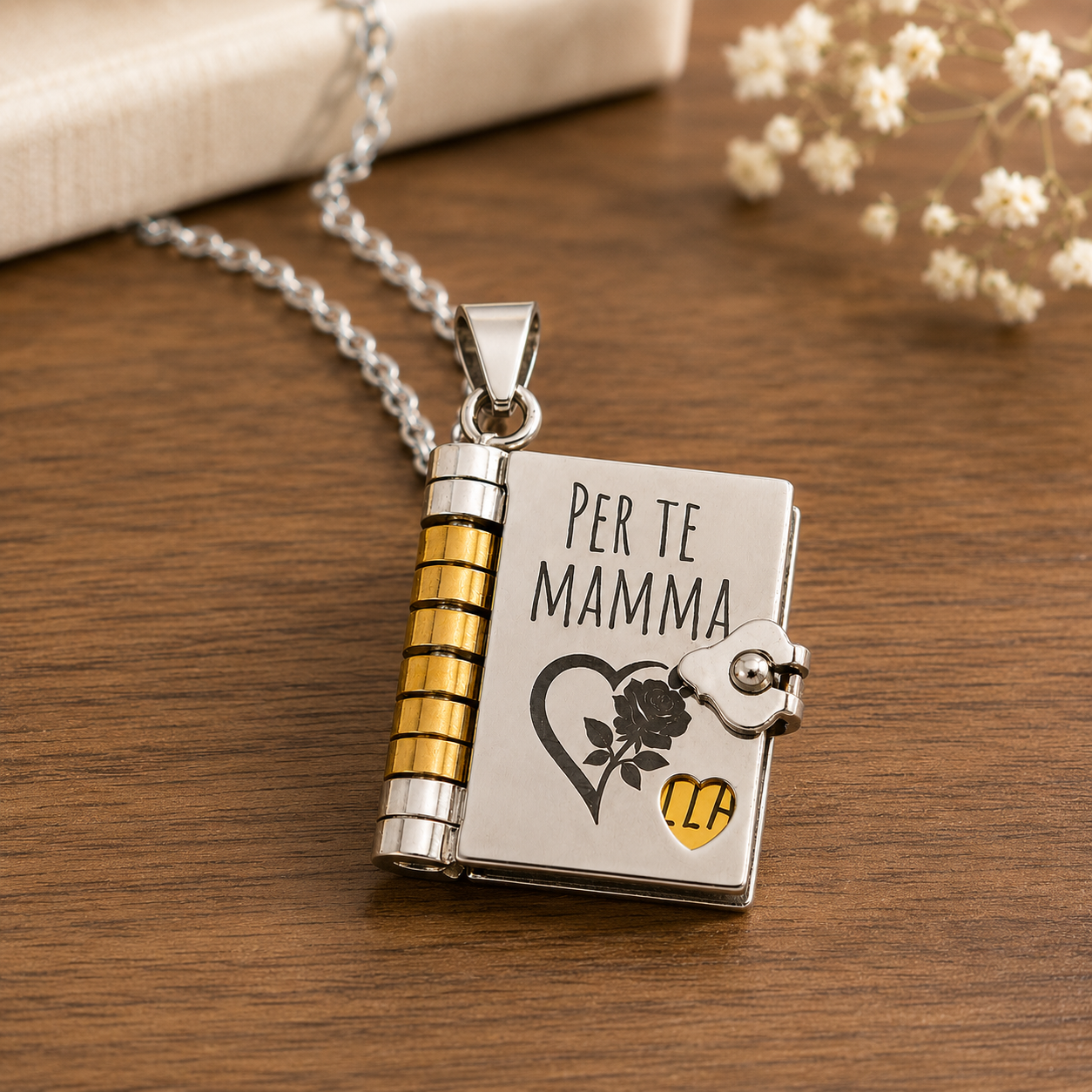Collana/Portachiavi Libro ✦ Dedica per Mamma
