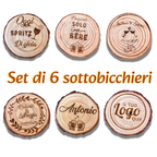 SOTTOBICCHIERI IN IN LEGNO NATURALE CON INCISIONE